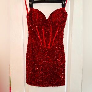 Portia and Scarlett red sequin dress short size 0